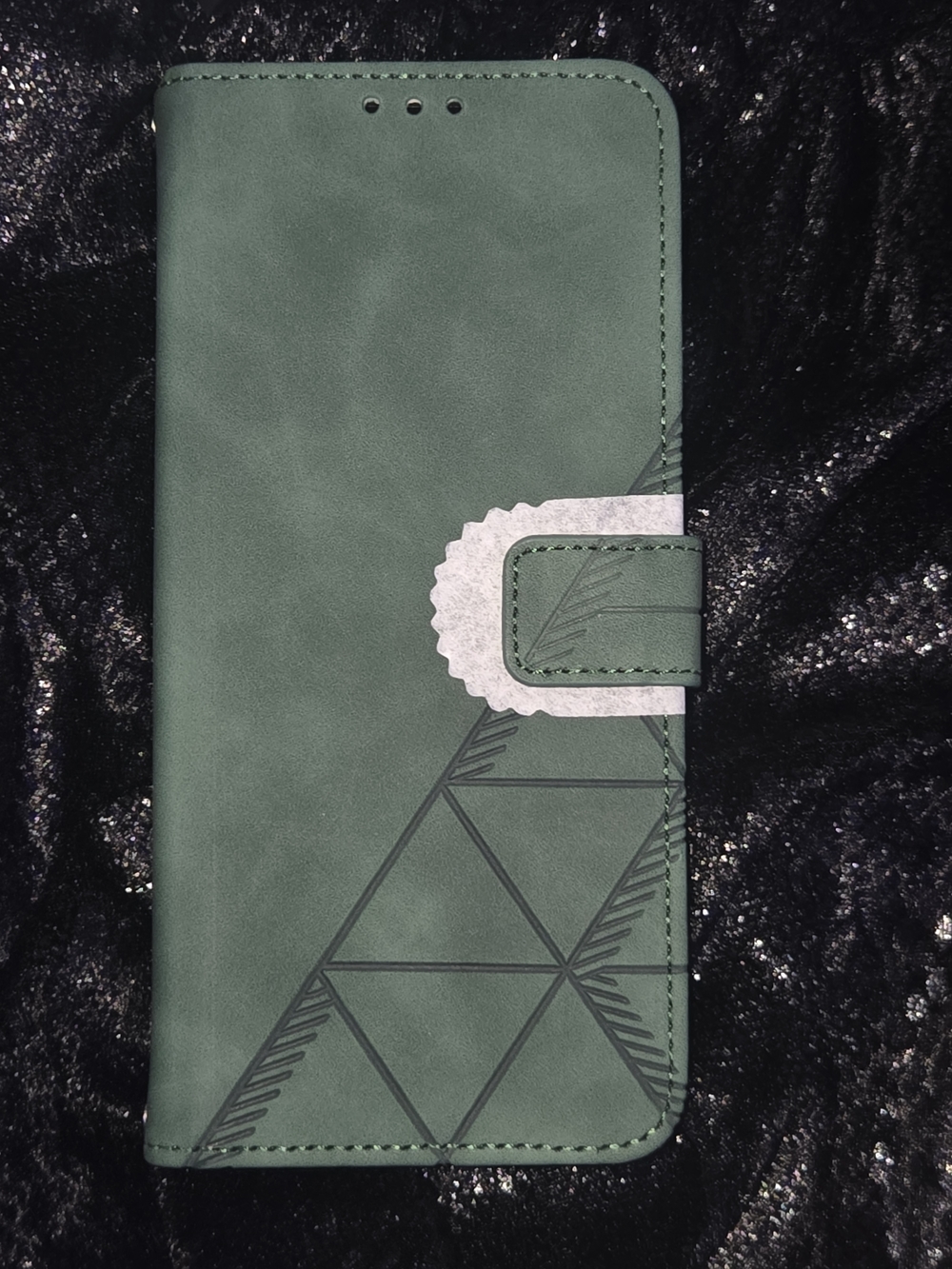 Samsung A05 - Green Geometric Wallet Phone Case with Magnetic Closure